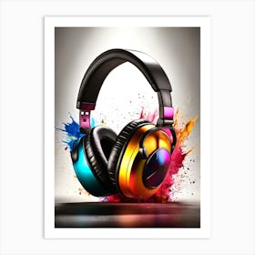 Headphone, music, watercolor, painting, audio, sound, MelodyMagic, SoundSpectrum, ColorfulVibes, AudioArt, HeadphoneLove, VibrantTunes, HarmonyHues, MusicalEuphoria, RadiantMelodies, SonicColors, CreativeSound, ChromaticRhythms II Art Print