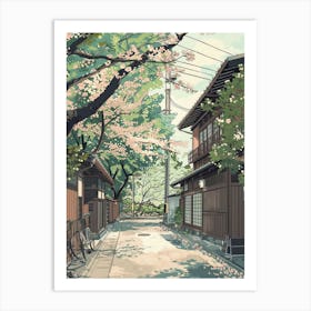 Kyoto Japan 2 Retro Illustration Art Print