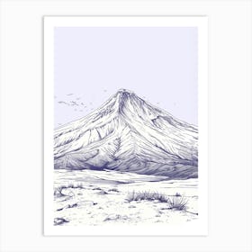 Mount Ararat Turkey Color Line Drawing (4) Art Print