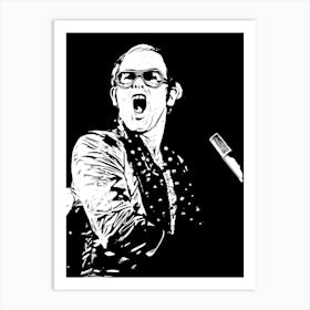 Elton John Singer Black In White Art Print