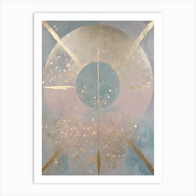 Wabi Sabi Dreams Collection 6 - Japanese Minimalism Abstract Moon Stars Mountains and Trees in Pale Neutral Pastels And Gold Leaf - Soul Scapes Nursery Baby Child or Meditation Room Tranquil Paintings For Serenity and Calm in Your Home Art Print