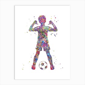 Little Boy Soccer Player 2 Art Print