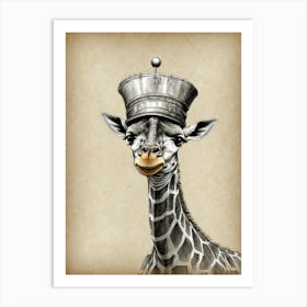 Giraffe In A Hat Art Print