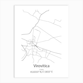 Virovitica,Croatia Minimalist Map Art Print