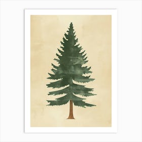 Sequoia Tree Minimal Japandi Illustration 2 Art Print