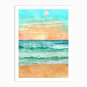 Watercolor Beach Sunset Art Print