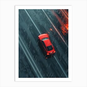 Car Driving In Rain 1 Art Print