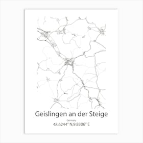 Geislingen An Der Steige,Germany Minimalist Map Art Print