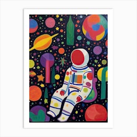 Astronaut Colourful Illustration 6 Art Print