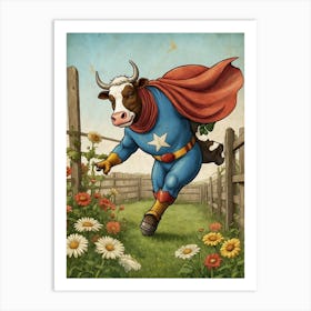 Superhero Cow Art Print