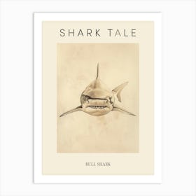 Vintage Bull Shark Pencil Illustration 2 Poster Art Print
