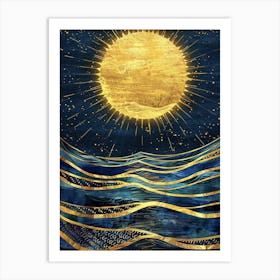 Golden Sun Over The Ocean Art Print