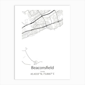 Beaconsfield,Canada Minimalist Map Art Print