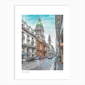 Buenos Aires Argentina Drawing Pencil Style 2 Travel Poster Art Print