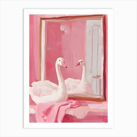 Swans In The Mirror Art Print