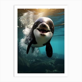 Realistic Photography Of Baby Orca Whale Smiling 2 Art Print