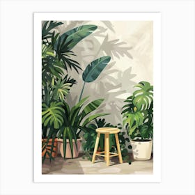 Illustration Of A Tropical Garden Art Print