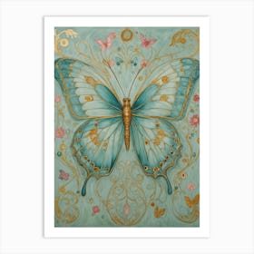 Pastel Blue Butterfly Art Print