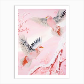 Pink Ethereal Bird Painting Finch 6 Art Print