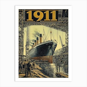 Aihrgdesign A Vintage Engineering Poster Showing The Titanic 5 Art Print