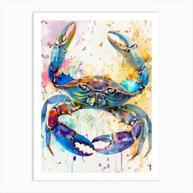 Crab Colourful Watercolour 3 Art Print