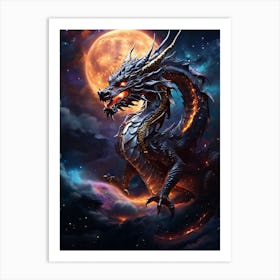 Dragon In The Night Sky Art Print