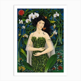 Woman In A Green Dress 1 Art Print