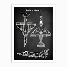 A 4 Skyhawk Airplane Aircraft Decor Plane Decor Airplane Art Airplane Print Airplane Blueprint Airplane Art Vaa41 Art Print