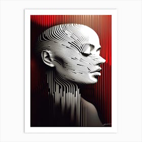 Linear Thoughts - Abstract Portrait Of A Woman Art Print