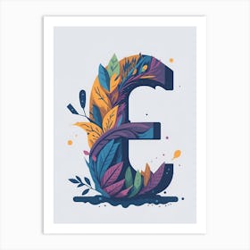 Colorful Letter E Illustration 39 Art Print