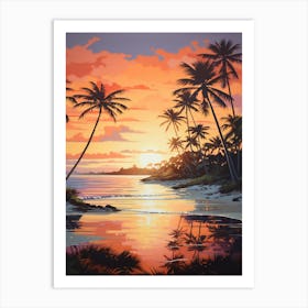 A Vibrant Painting Of Eagle Beach Aruba 2 Art Print