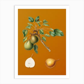 Vintage Pear Botanical on Sunset Orange Art Print