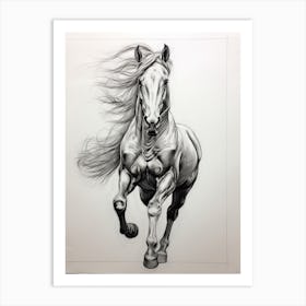 A Horse Painting In The Style Of Hatching And Cross Hatching 4 Art Print
