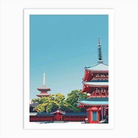 Senso Ji Temple Tokyo 1 Colourful Illustration Art Print