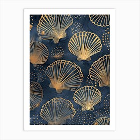 Gold Seashells 1 Art Print