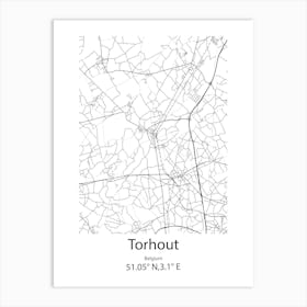 Torhout,Belgium Minimalist Map Art Print