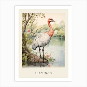Beatrix Potter Inspired  Animal Watercolour Flamingo 2 Art Print