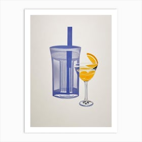Daiquiri Picasso Line Drawing Cocktail Poster Art Print