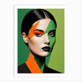Geometric Woman Portrait Pop Art (11) Art Print