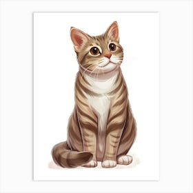 American Bobtail Cat Clipart Illustration 12 Art Print