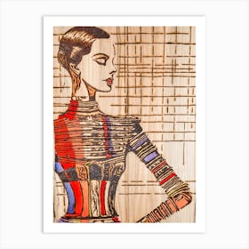 Mannequin In Lines Pop Art Red Art Print