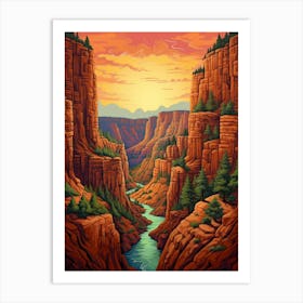 Canyon Landscape Pixel Art 4 Art Print