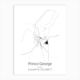 Prince George,Canada Minimalist Map Art Print