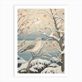 Winter Bird Painting Mockingbird 3 Art Print