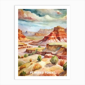 Petrified Forest National Park Watercolor Painting Art Print