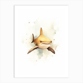 Cartoon Watercolour Nurse Shark Kids Nursery 1 Art Print