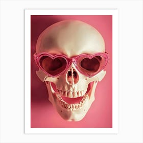 Skull With Pink Sunglasses Art Print