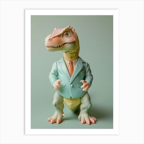 Pastel Toy Dinosaur In A Suit & Tie 2 Art Print