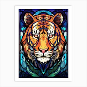Tiger Art In Stained Glass Art Style 3 Art Print