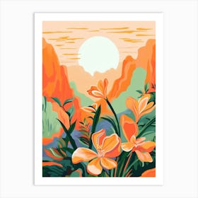 Boho Wildflower Painting California Poppy 1 Art Print